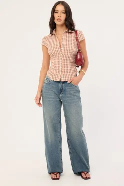 Mon Cheri Blouse Red Check