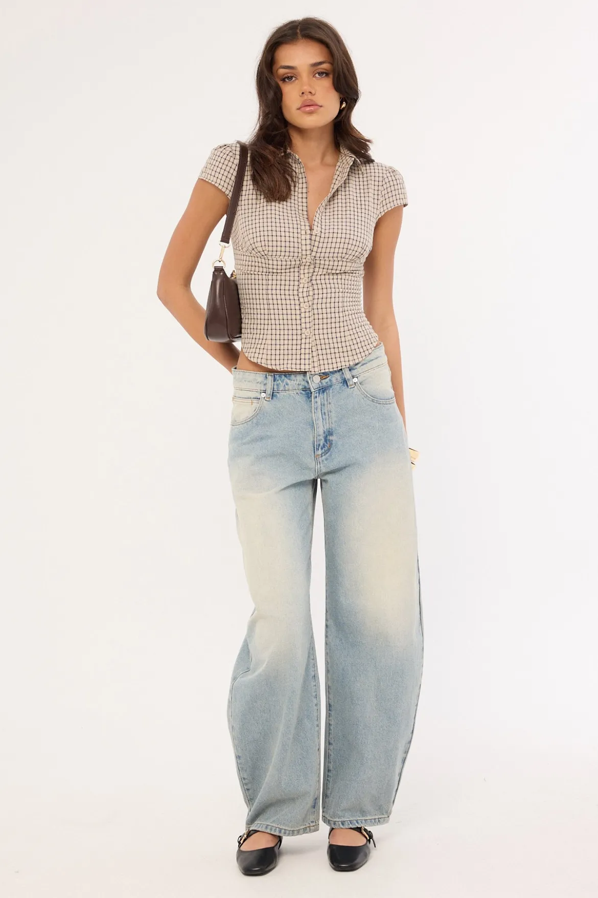 Mon Cheri Blouse Vintage Beige Plaid