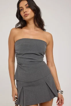 Monica Box Pleat Skort Grey