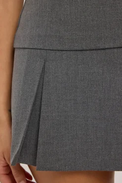 Monica Box Pleat Skort Grey