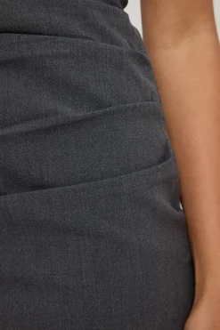 Monica Draped Strapless Tube Dress Grey