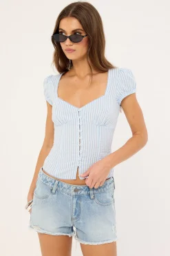 Montana Short Sleeve Shirt Retro Blue & White