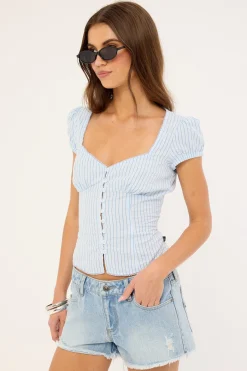 Montana Short Sleeve Shirt Retro Blue & White