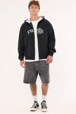Monty Zip Through Hooded Fleece Carbon