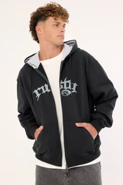 Monty Zip Through Hooded Fleece Carbon