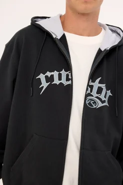 Monty Zip Through Hooded Fleece Carbon