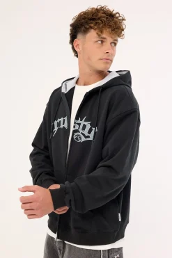 Monty Zip Through Hooded Fleece Carbon
