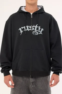 Monty Zip Through Hooded Fleece Carbon