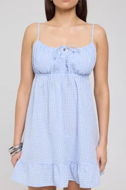 Moonlights Gingham Mini Dress Blue Check