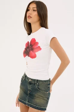 Moonshade Flower Baby Tee White