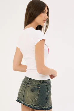 Moonshade Flower Baby Tee White