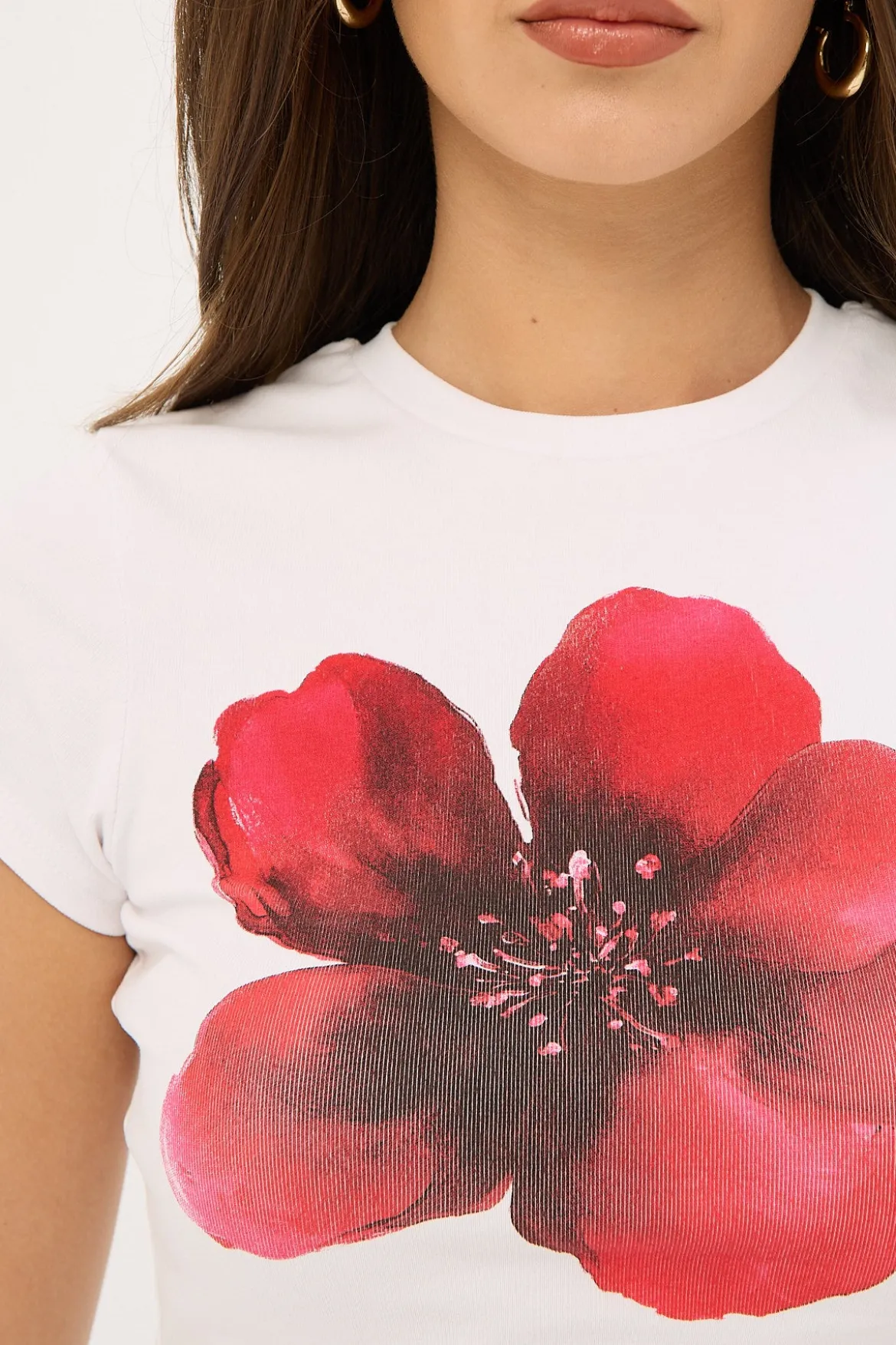 Moonshade Flower Baby Tee White