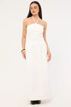 Morella Halter Maxi Dress White