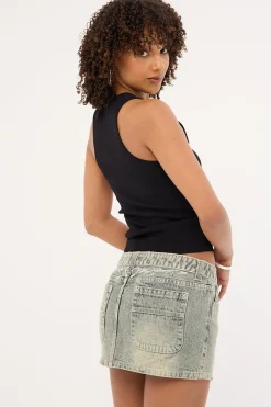 Morty Low Rise Denim Mini Skirt Dirty Dawg