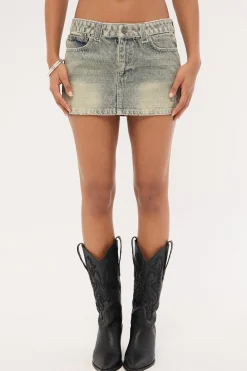 Morty Low Rise Denim Mini Skirt Dirty Dawg