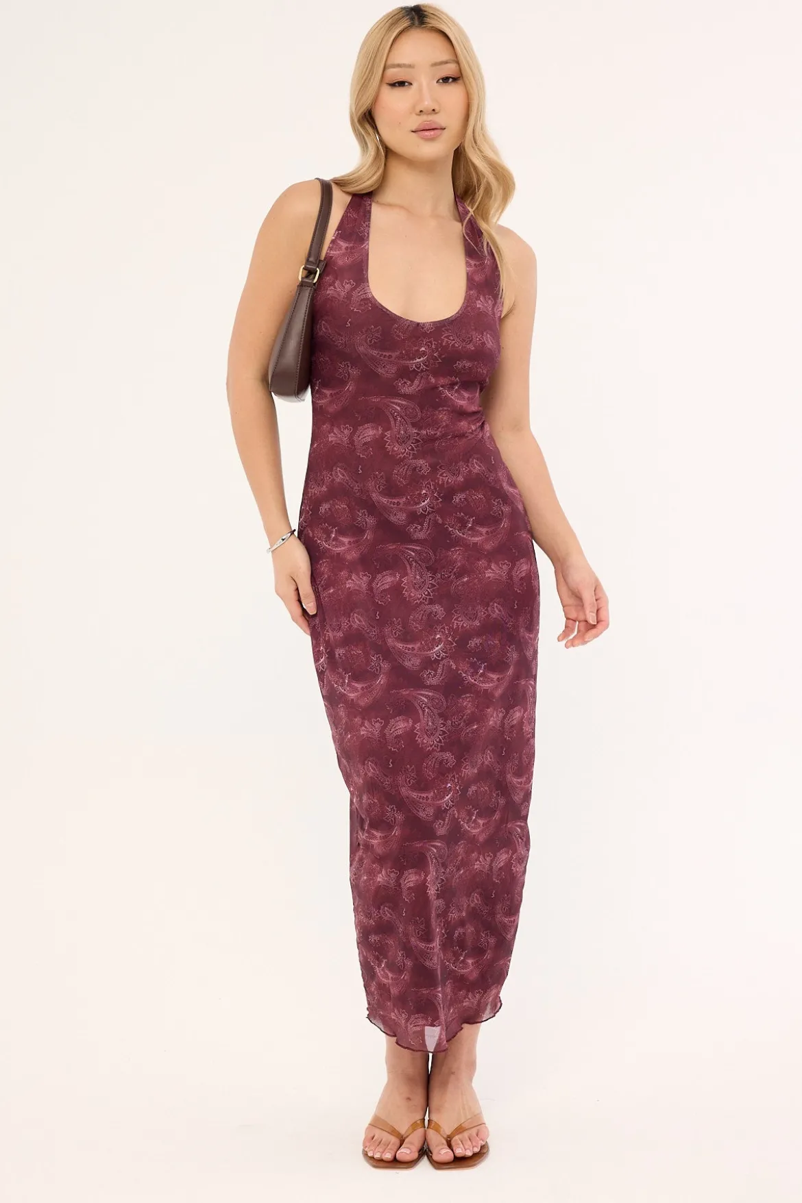 Motel Datari Dress Tonal Paisley Plum