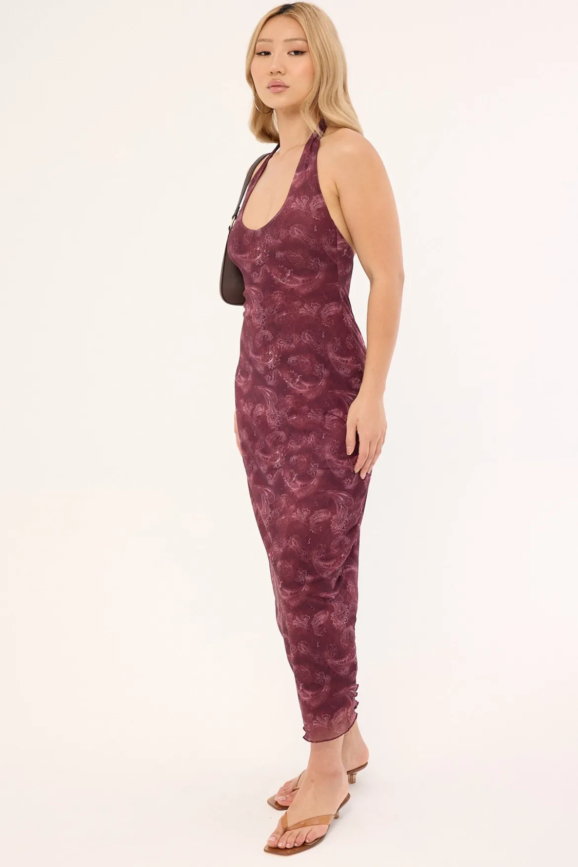 Motel Datari Dress Tonal Paisley Plum