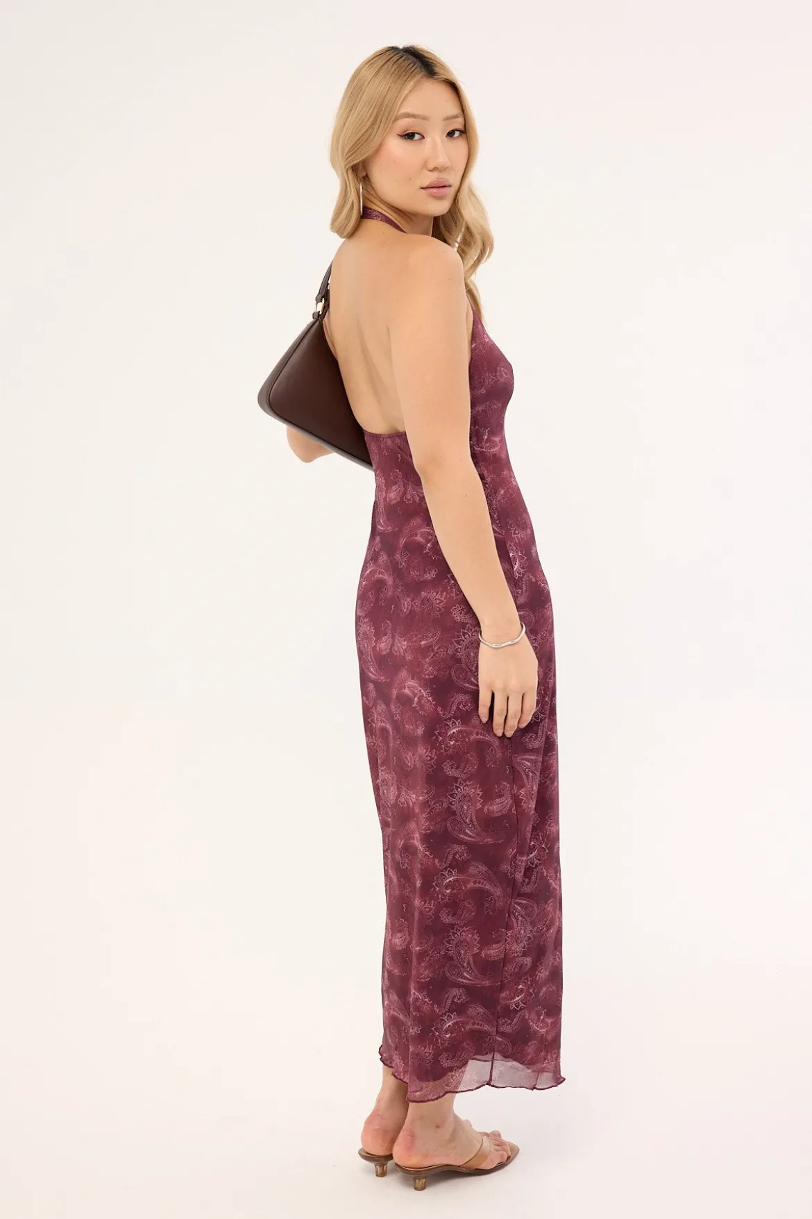 Motel Datari Dress Tonal Paisley Plum