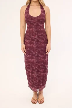Motel Datari Dress Tonal Paisley Plum