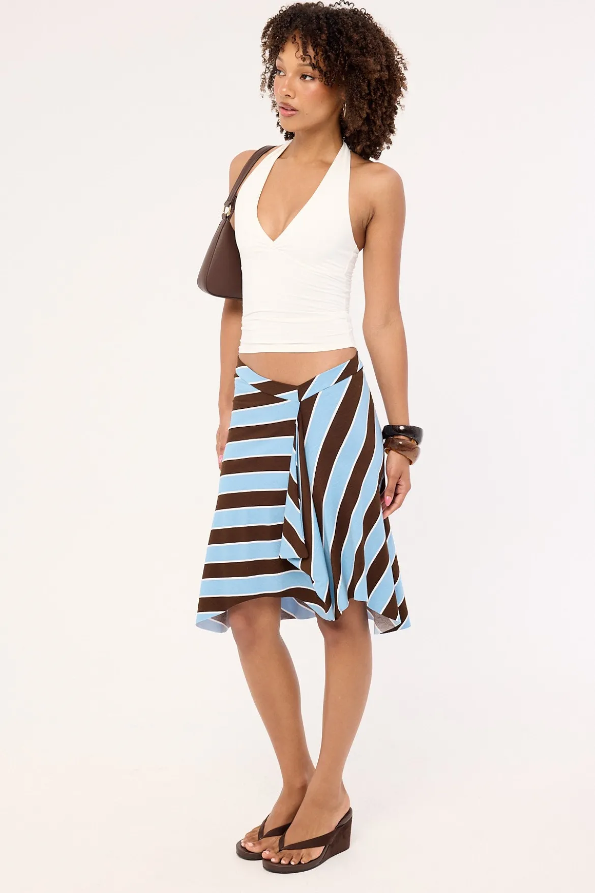 Motel Esmeray Skirt Retro Stripe Blue