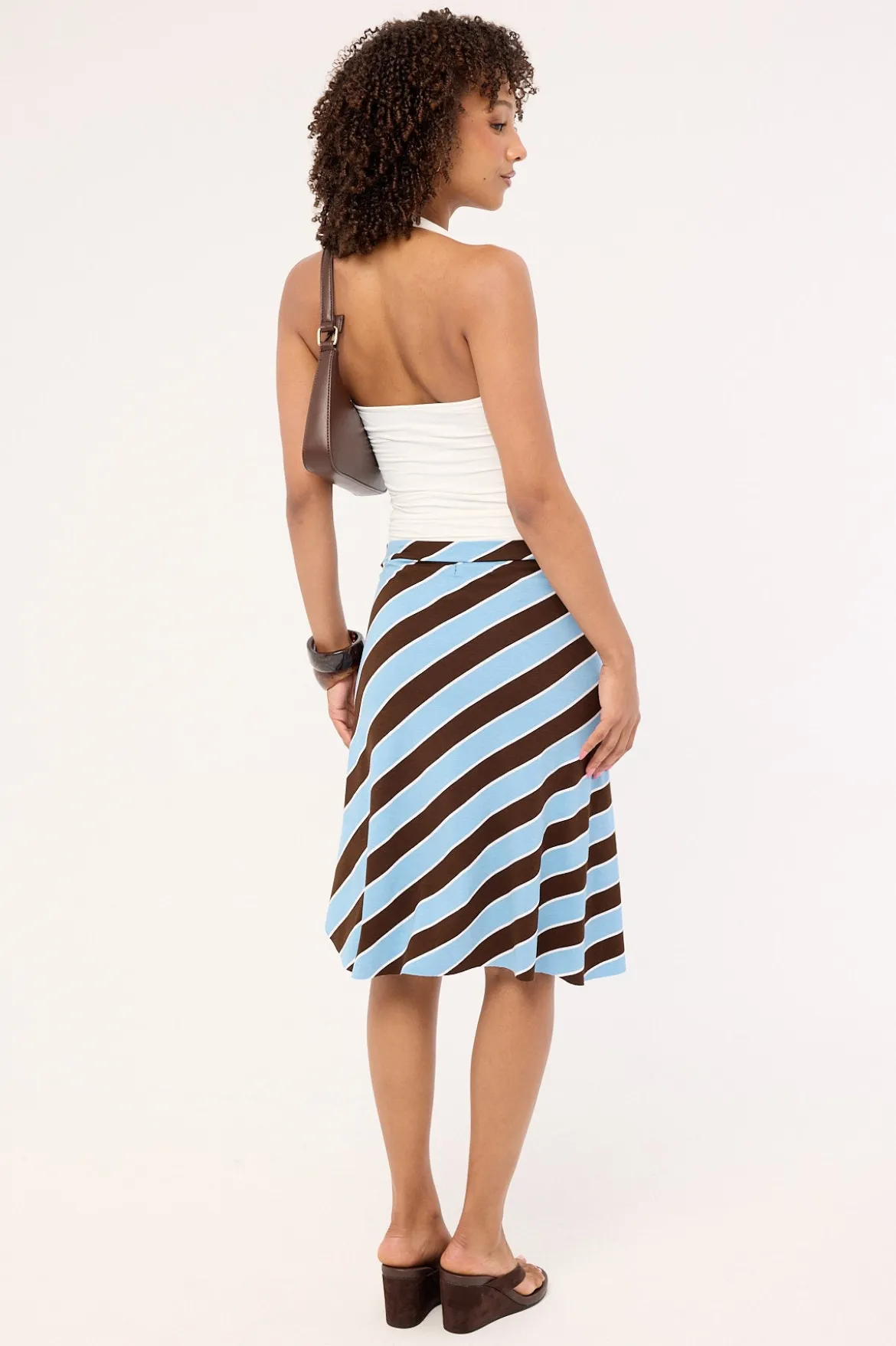 Motel Esmeray Skirt Retro Stripe Blue