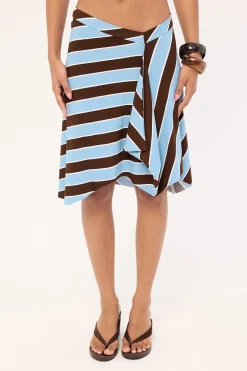 Motel Esmeray Skirt Retro Stripe Blue
