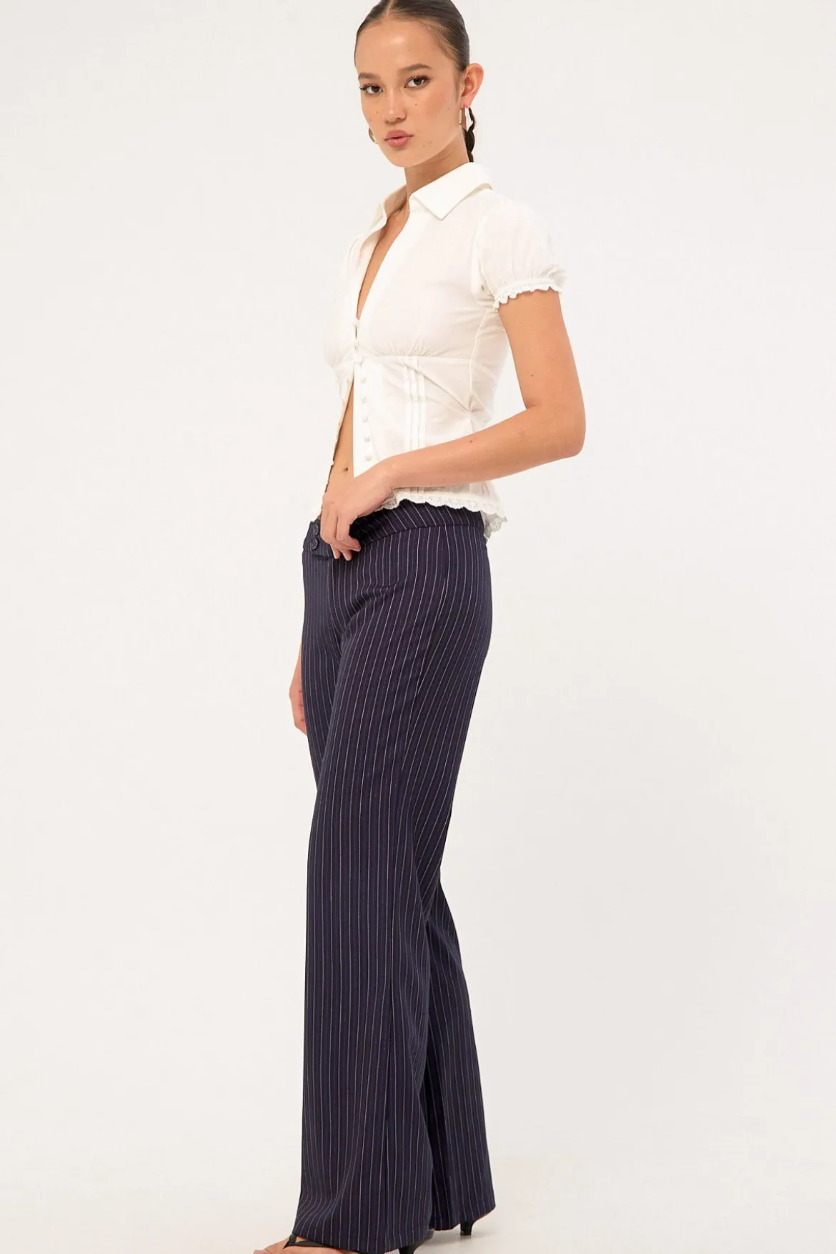 Motel Falita Trouser Tailoring Navy Pinstripe