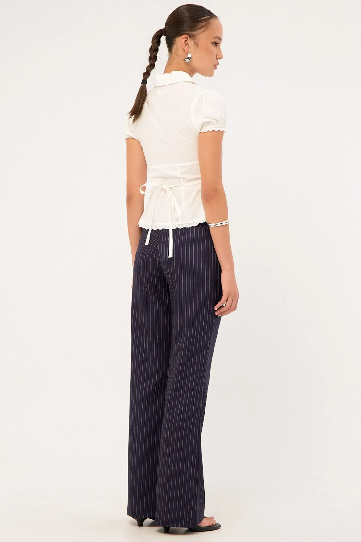 Motel Falita Trouser Tailoring Navy Pinstripe