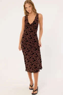 Motel Gabriella Midi Dress Garden Floral Brown