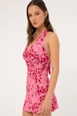 Motel Malora Dress Stencil Flower Pink