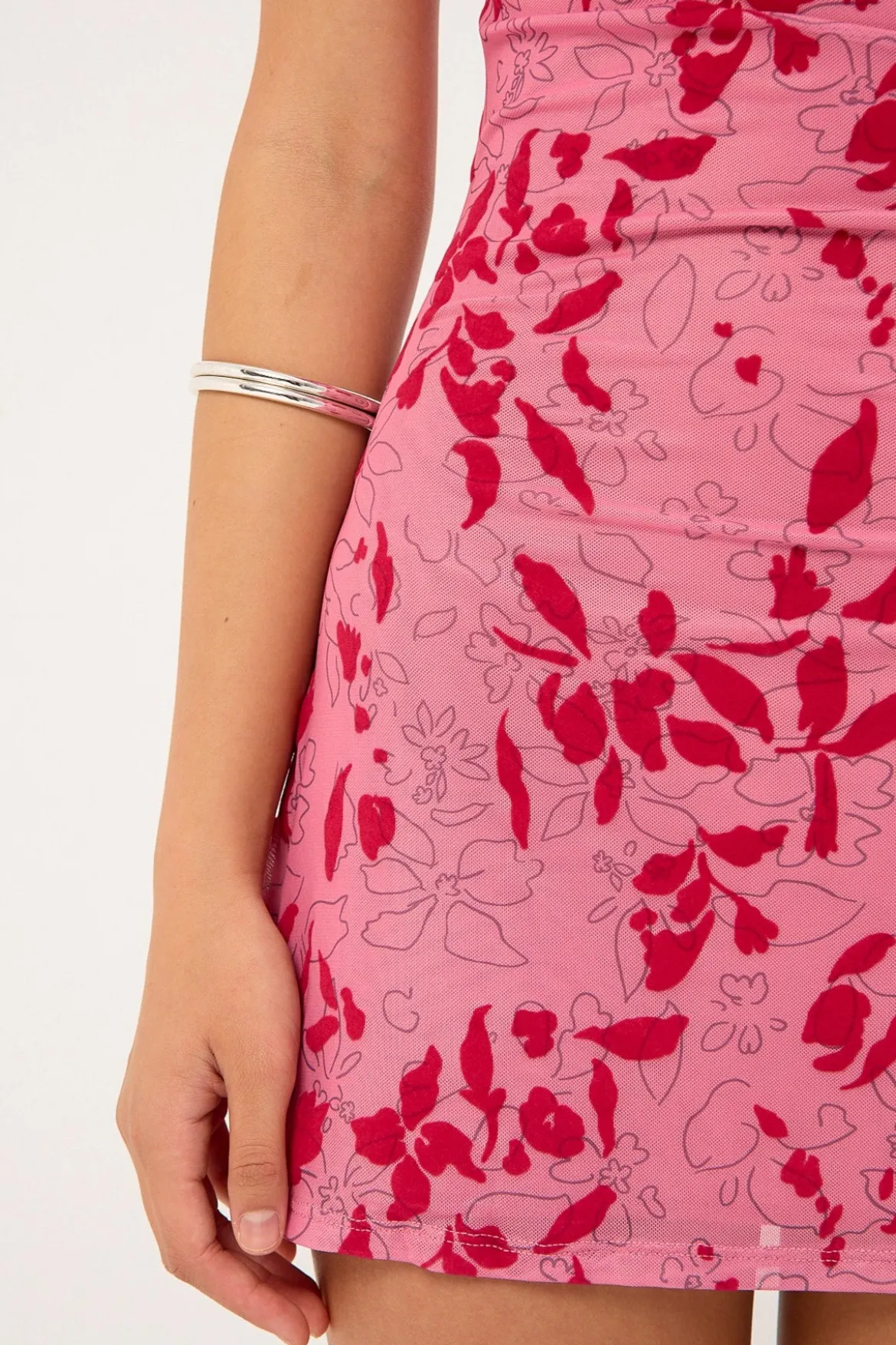 Motel Malora Dress Stencil Flower Pink