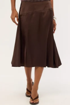 Motel Manyala Skirt SATIN DARK BROWN