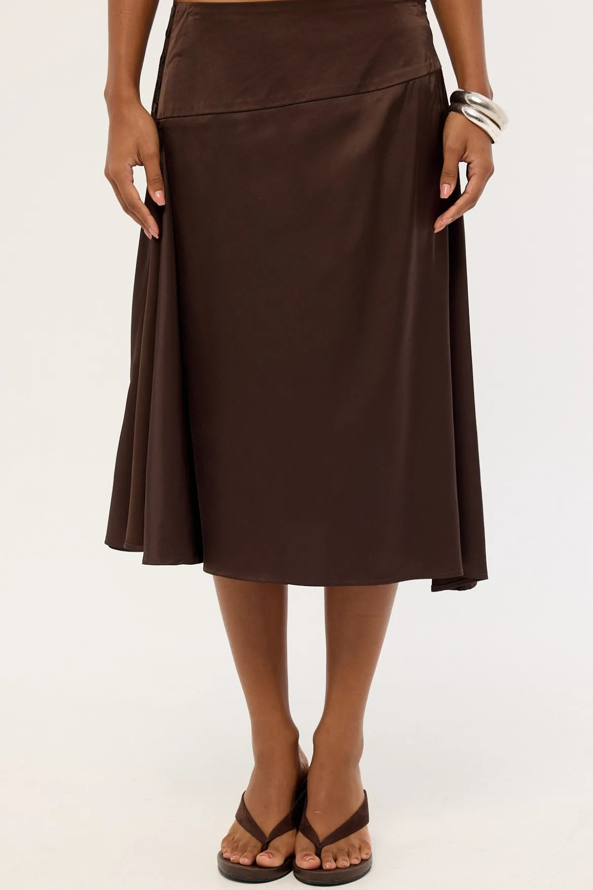 Motel Manyala Skirt SATIN DARK BROWN