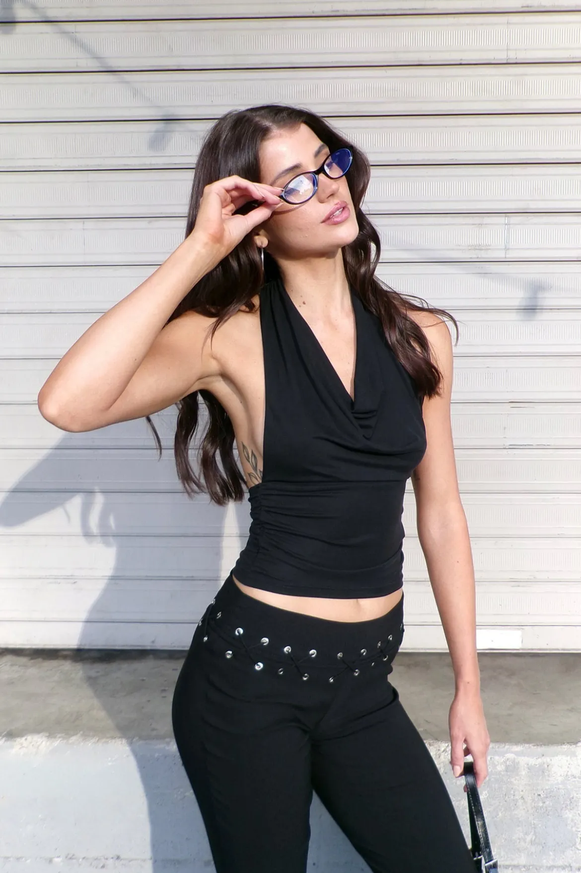 Motel Nyra Top Cupro Black