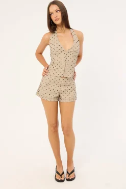 Motel Odin Top Polka Pinstripe Beige