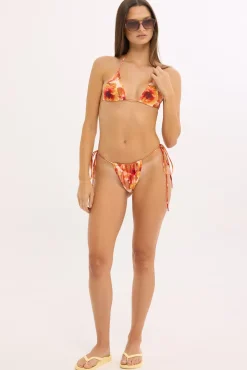 Motel Pami Bikini Top Peach Hibiscus