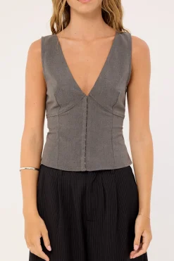 Motel Salpa Top Tailoring Charcoal