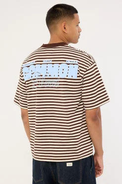 Motion Easy Tee Brown Stripe