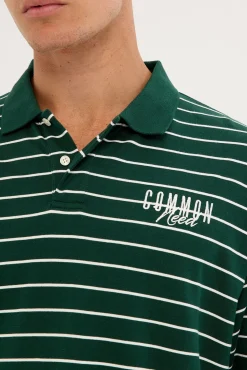 Motive Boxy Cropped Polo Forest Green Stripe