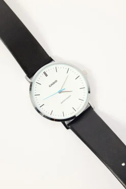 MTPVT04L-7EDF Analogue Watch Silver/Black PU Strap