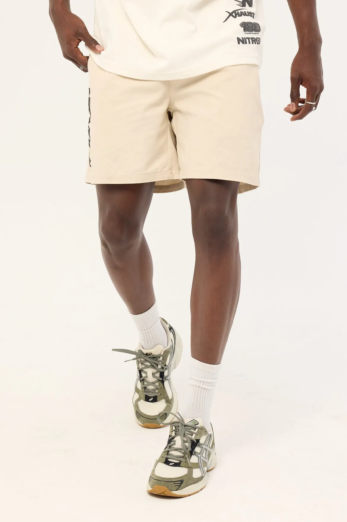 Mural Elastic Waist Short Granite