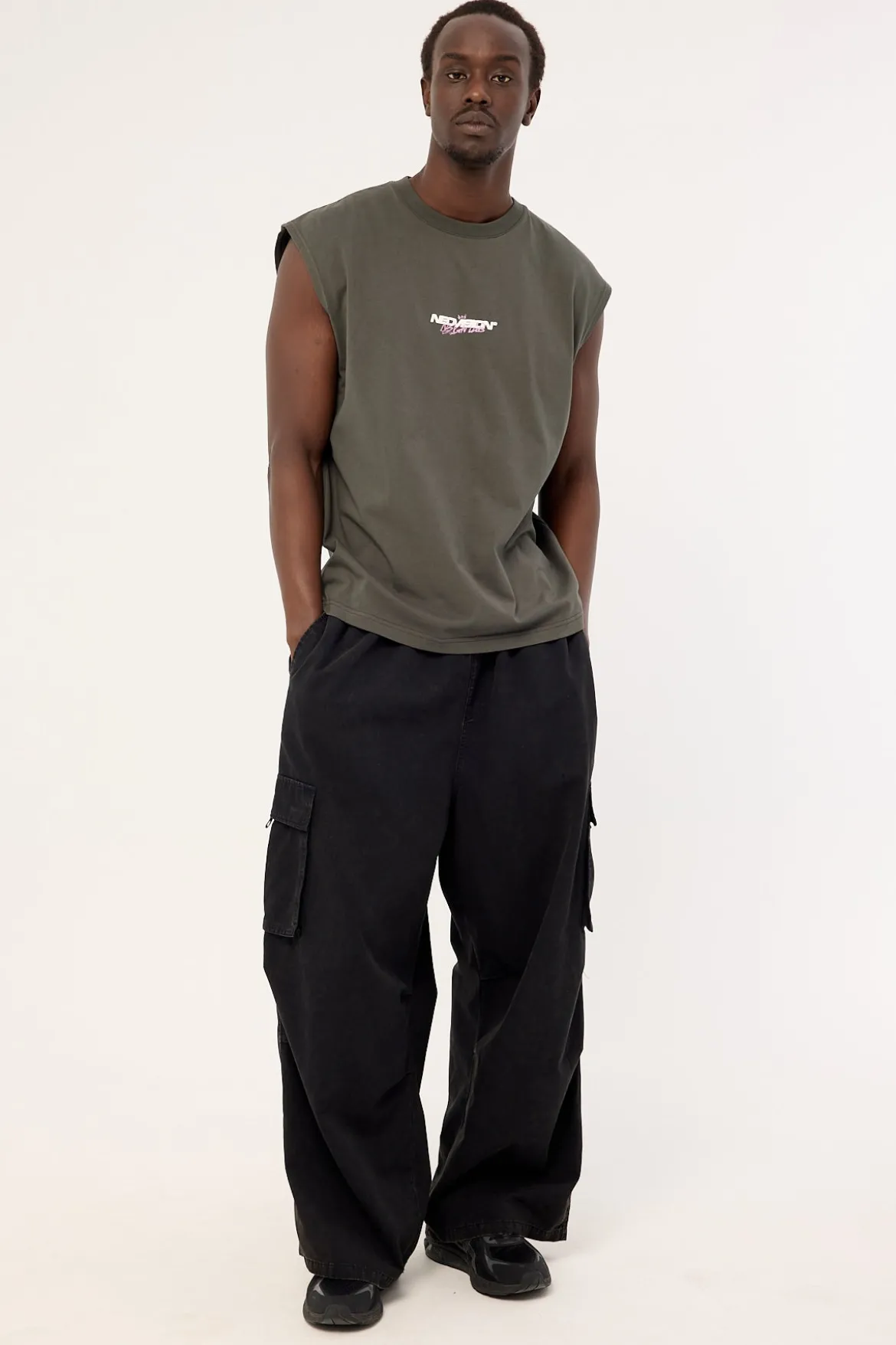 Mural Muscle Tank Dark Khaki