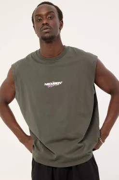Mural Muscle Tank Dark Khaki