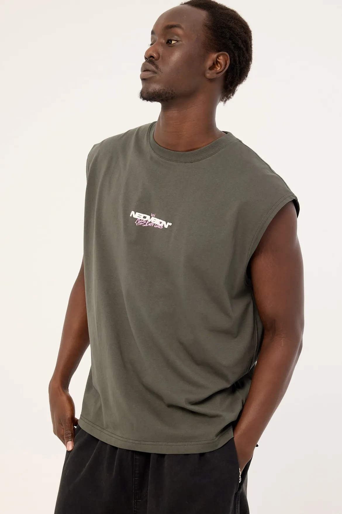 Mural Muscle Tank Dark Khaki