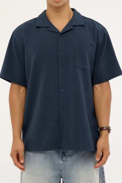 Mykonos Waffle Resort Shirt Navy