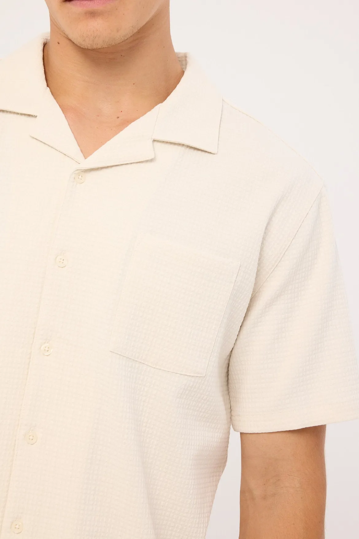 Mykonos Waffle Resort Shirt Cream