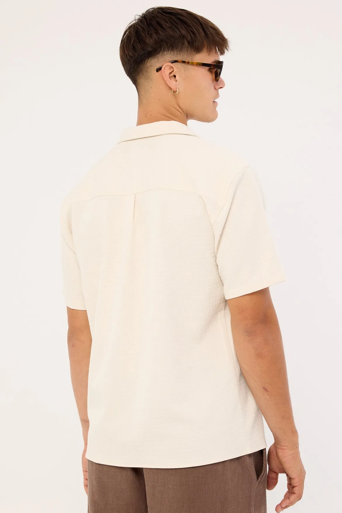 Mykonos Waffle Resort Shirt Cream