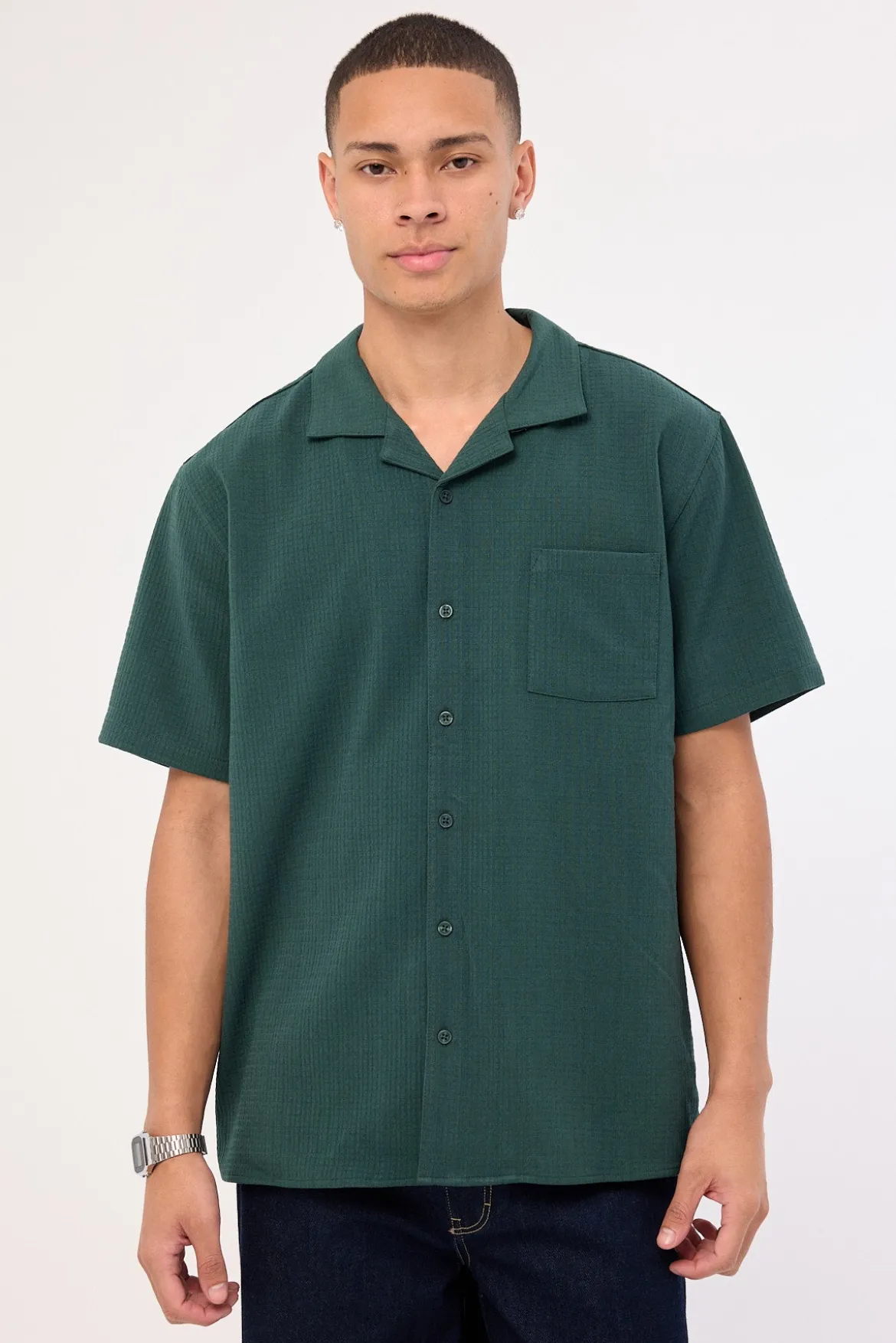 Mykonos Waffle Resort Shirt Dark Green