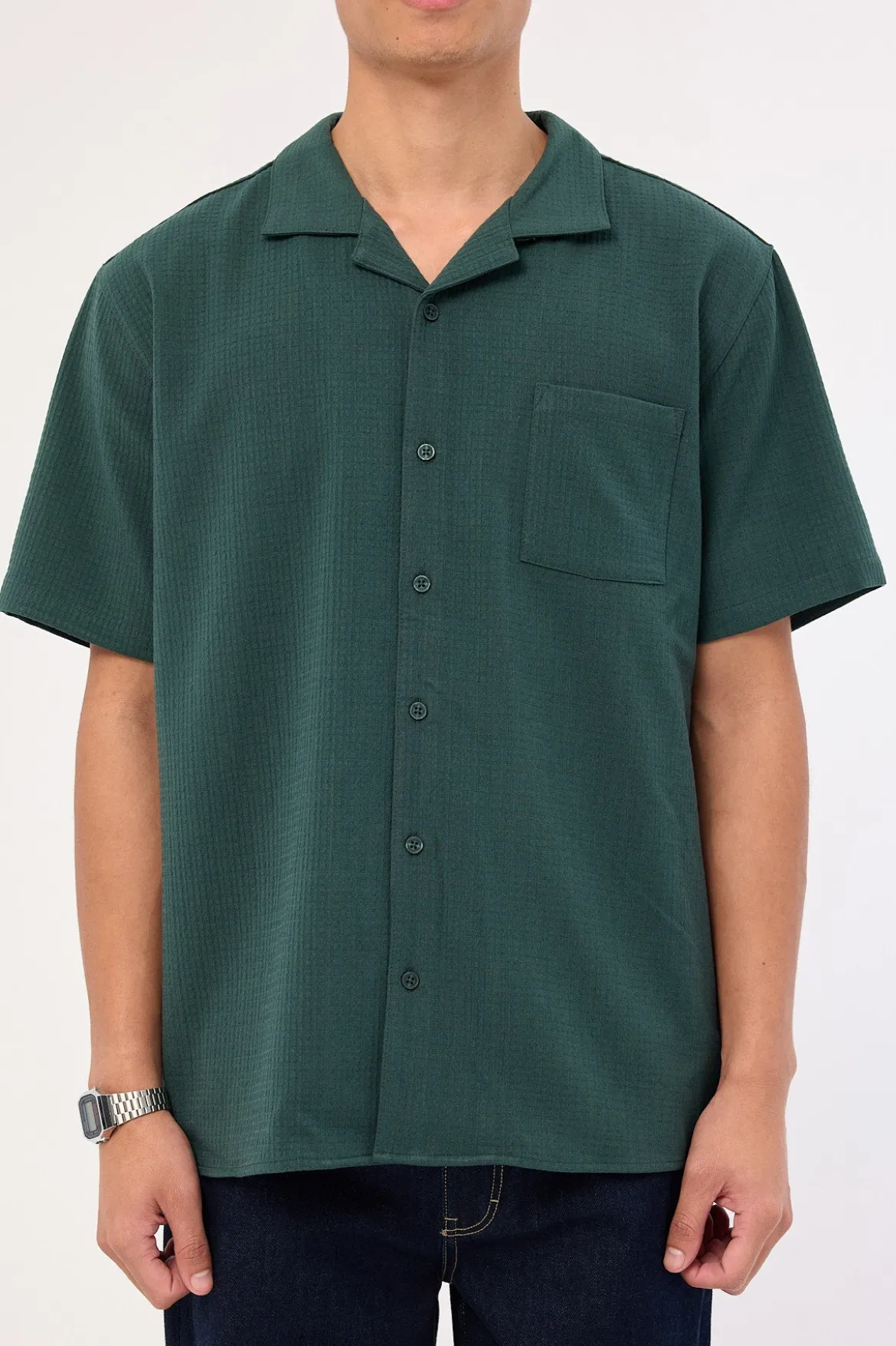 Mykonos Waffle Resort Shirt Dark Green