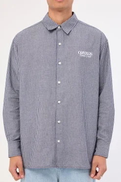 Myles Long Sleeve Shirt Navy Stripe